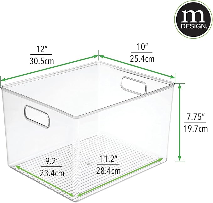 mDesign Large Plastic Storage Organizer Container Bin, Closet Organization for Hallway, Bedroom, Linen, Coat, and Entryway - Holds Clothing, Blankets, and Accessories, Ligne Collection, 2 Pack, Clear