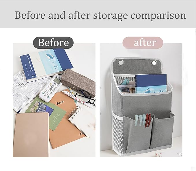 Hanging Storage Organizer, Over The Door Hanging Bags/Wall Baskets Storage with Pockets for Home, RV, Office and More (1, Grey)