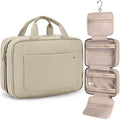 BAGSMART Toiletry Bag Travel Bag with Hanging Hook, Water-resistant Makeup Cosmetic Bag Travel Organizer for Accessories, Shampoo, Full-size Container, Toiletries (Camel, Large)