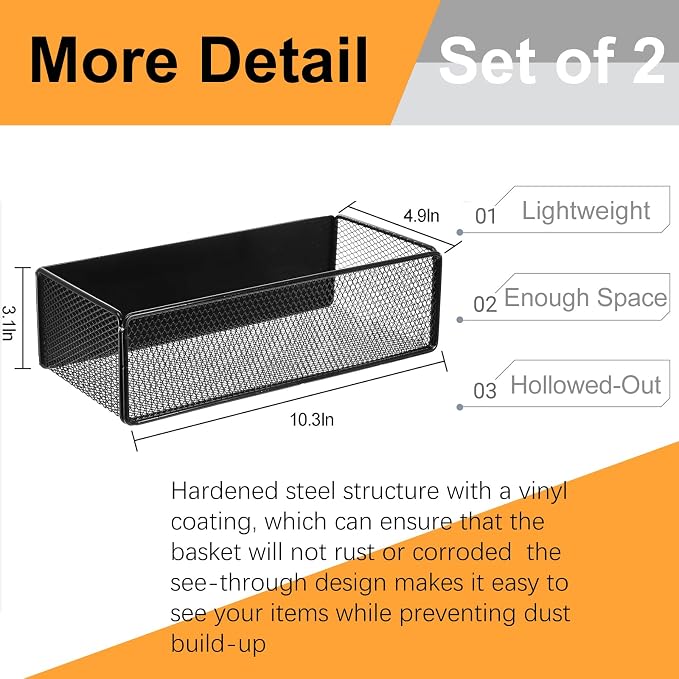 WUWEOT 2 Pack Magnetic Basket Fridge Side Organizers, Strong Magnetic Spice Rack, Metal Wire Mesh Shelf for Refrigerator, Kitchen Counter, Cabinet and Oven