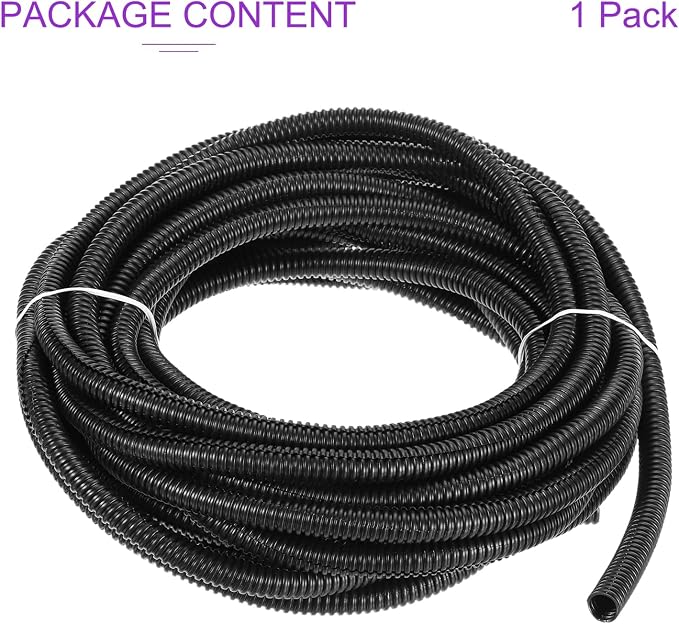 DMiotech 33ft Wire Loom Split Tubing 3/8 Inch(9.5 Mm) ID, Cord Protectors from Pet Flexible Conduit Cable Management for Office, Home, Garden, Black