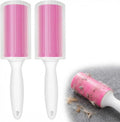 Washable Gel Lint Roller 2 Pack, Large Reusable Pet Hair Remover, Pink | Sticky Gel Surface, With Protective Covers, For Clothes & Home Use, Easy Cleaning