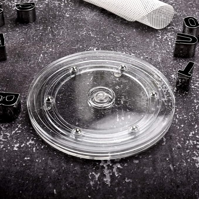 SANGLE SOPFFY 6.4-Inch Round Acrylic Cookie Turntable with Non-Slip Mat | Cake & Cupcake Decorating Rotary Stand (6 Inch-2PC)