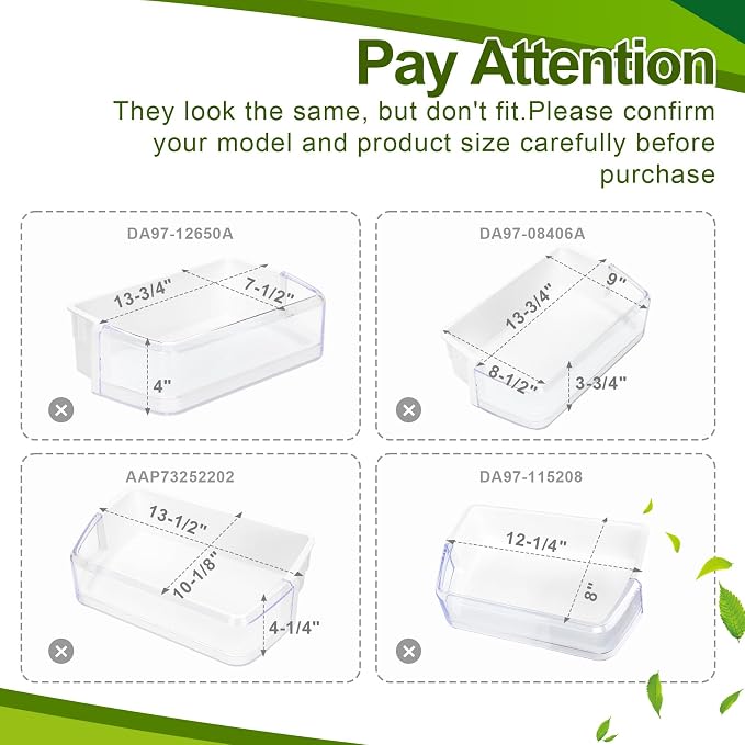 DA97-06419C Refrigerator Door Shelf Bin (Right) Compatible with Samsung Refrigerator Door Shelf Basket Replace DA63-04314, DA63-04316, AP4567198, PS4174247 Fit for RFG293HAPN, RFG295AABP, RFG296HDPN