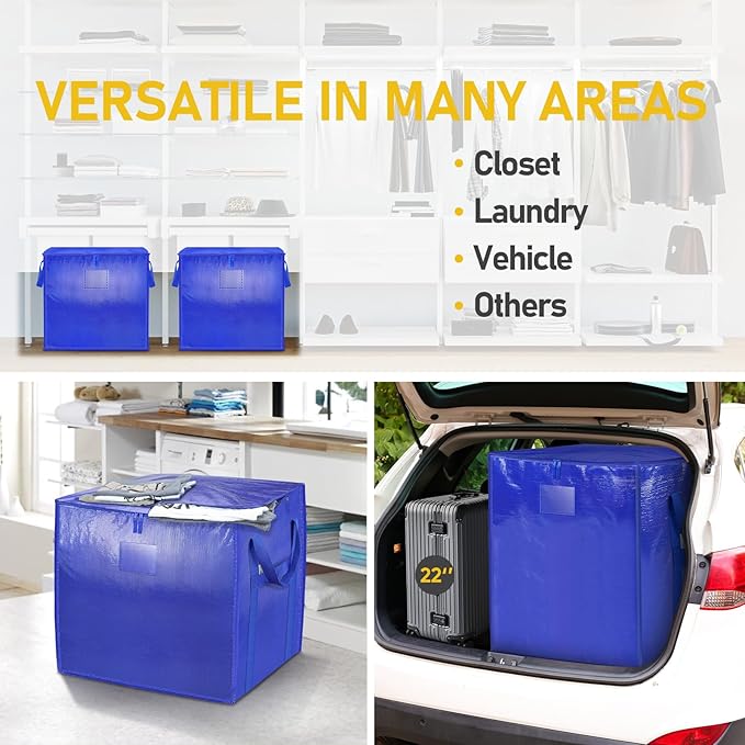 TICONN 2 Pack Extra Large Moving Bags with Zippers & Carrying Handles, Heavy-Duty Storage Tote Moving Boxes for Space Saving (2 PK, 75 Gallon)