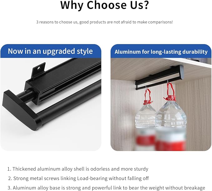 BaiNong pull out closet rod pull out pants rack for closet valet rods for closets black valet rod closet 19-1/4 inch pull out telescopic trouser rack shallow cabinet organize pants clothes