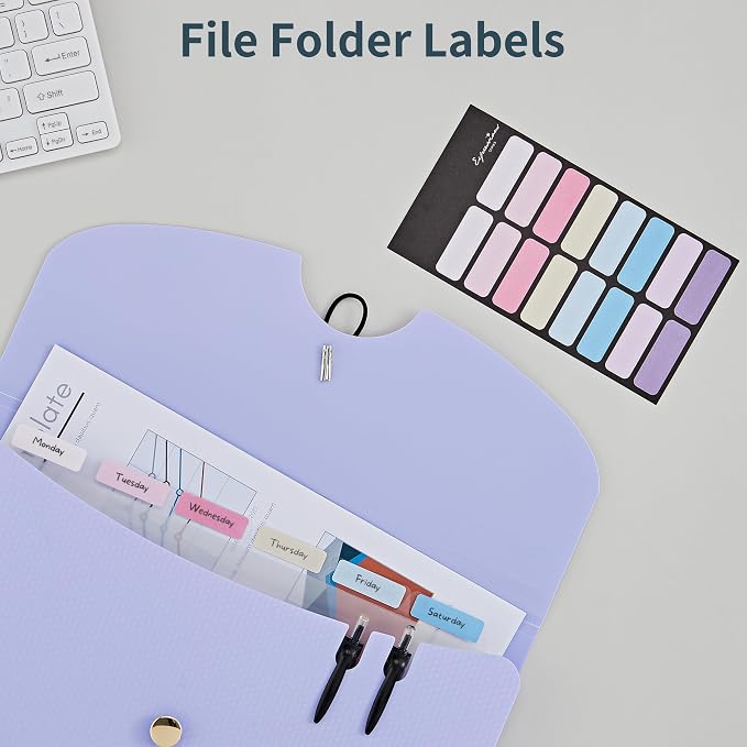 JARLINK 7 Pockets Expanding File Folder, A4 Accordion folders, Pupple&Pink | Accordion File Folders with 12 Labels, Portable Document Organizer for Home, College, School, and Office Supplies