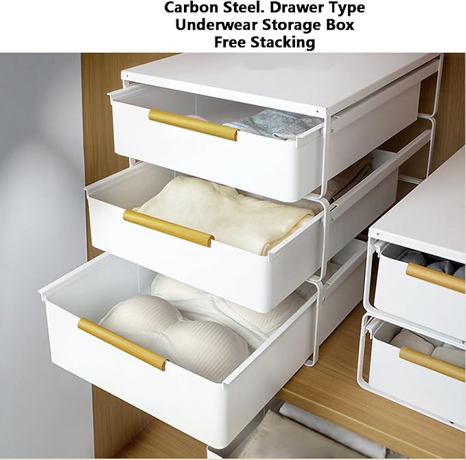 Closet Pull-Out Baskets,Stackable Storage Bins,Carbon Steel Drawer Basket,Smooth Pulling for Kitchen Pantry Cabinet and Closet(35.2x42.6x38cm)