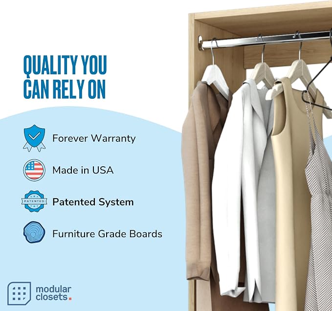 Modular Closets Vista Collection Double Hanging Wood Closet Organizer Unit (Oak, 33" Wide)