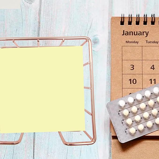 2 Pcs Post Note Holder Sticky Note Holder Notepad Holder Desk Organizer Cute Memo Note Cube Holder Mesh Memo Holder for Office Home School Desk Supplies (Rose Gold)