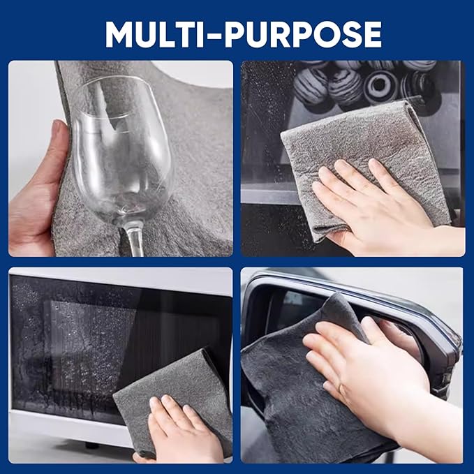 SakerPlus Thickened Magic Cleaning Cloth, 5 Pieces Lint Free Microfiber Cloth for Glass, Mirrors, Windows, Cars, 7.8"x11.8" (20x30cm)