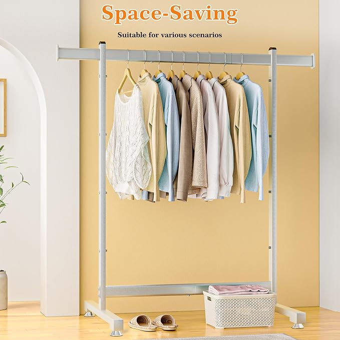 Wiracks Heavy Duty Clothes Rack for Hanging Clothes Clothing Rack 300LBS Portable Clothes Rack 45" L*15" W*66" H Thickened and Widened elliptical Tubes (Silver)