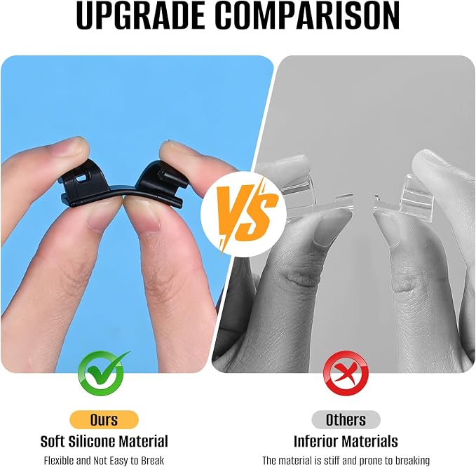 50 Pcs Self Adhesive Cable Clips,Upgraded Cable Management with Screw Hole,Strong Cord Organizer for Under Desk,Car,TV PC,Christmas Light Indoor/Outdoor-Black L
