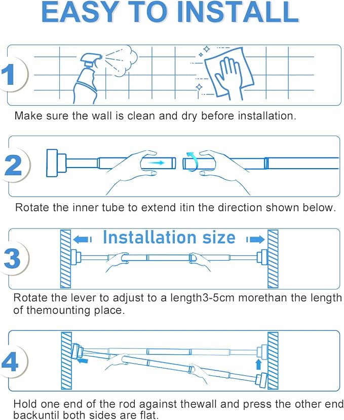 2Pack Tension Curtain Rod 30-63 Inch Gold Spring Curtain Rod No Drilling Adjustable Curtain Rod for Windows Expandable Curtains Rods Tension Rods for Bathroom,Closets,Doorway,kitchen