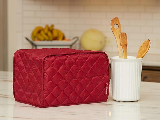 Covermates Keepsakes Rectangular Appliance Cover – Quilted Kitchen Appliance Cover for Countertop Storage – Dust Protection – Stain Resistant – Washable – Slip-On Appliance Design, Red