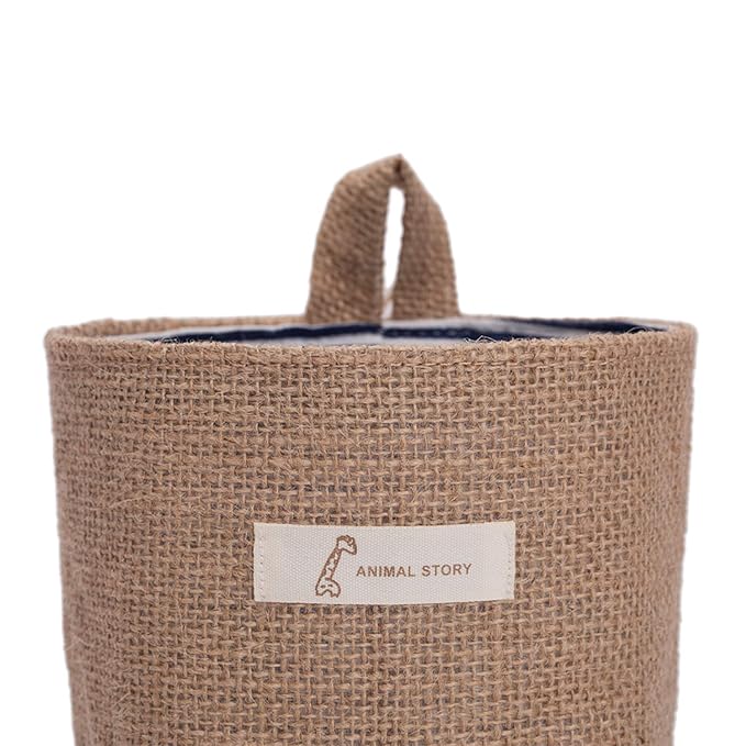4 Pack Wall Hanging Storage Bags Hanging Storage Bags Cotton Linen Storage Basket Foldable Wall Hanging Basket Family Organizer Box Decorative Bag (Color as Shown)3.93 * 3.93 * 5.31