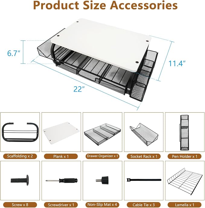Desk Organizers and Accessories Monitor Riser, Monitor Stand with Drawer (2-Tier Drawers) with Large Side Storage Rack & Cable Management,66LBS/30KG, Office Organization, White