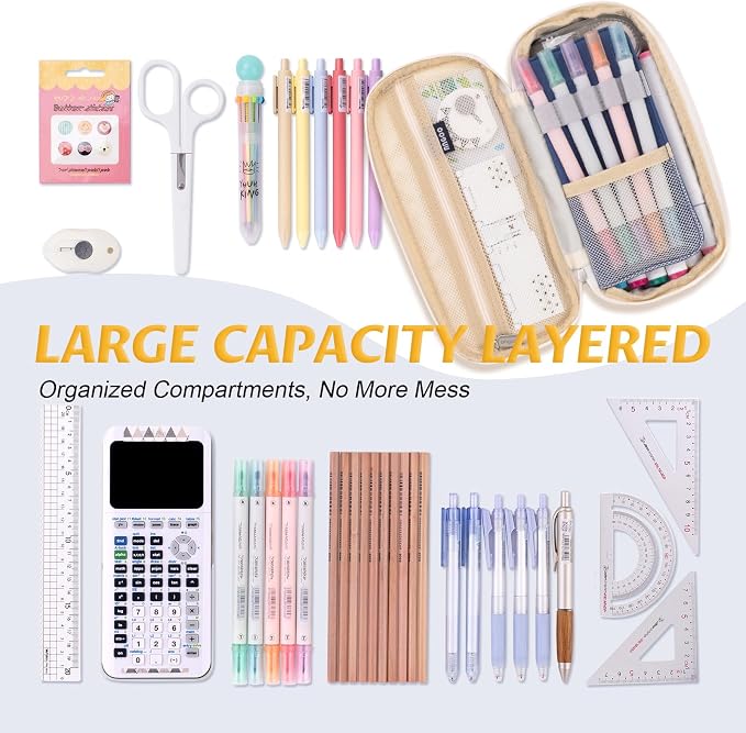 EASTHILL Big Capacity Pencil Pen Case Office College School Large Storage High Capacity Bag Pouch Holder Box Organizer Blue