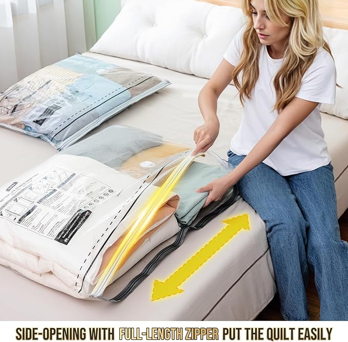 TAILI 10 Pack Vacuum Storage Bags, LONG SIDE ZIP (5 Large+5 Jumbo), Multi-Size Vacuum Seal Bags for Clothing, Storage Bulky Beddings, Comforters and Clothes, Space Saver for Closet Organization