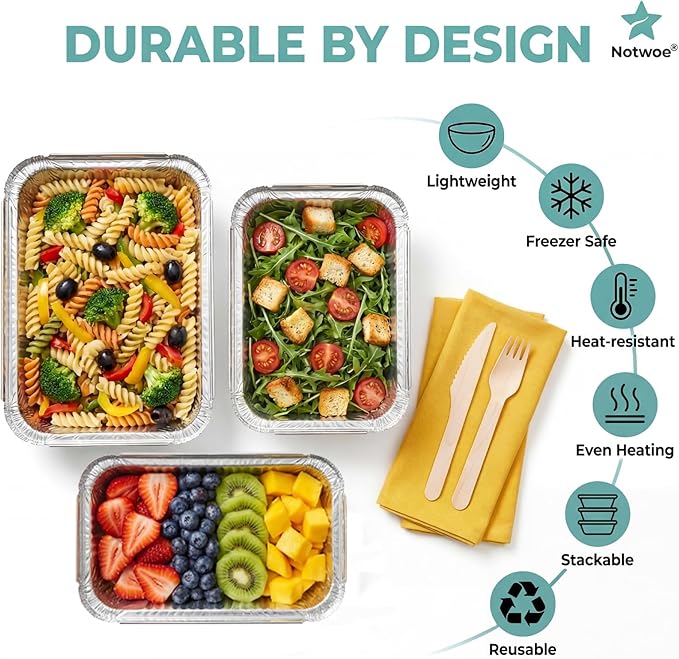 60 Pack Disposable Aluminum Pans with Lids, 10x7.5 and 7.3x5.3 Square 6.9x4.3 Square Combo Set, Disposable Baking and Cake Pan