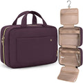 BAGSMART Toiletry Bag Travel Bag with Hanging Hook, Water-resistant Makeup Cosmetic Bag Travel Organizer for Accessories, Shampoo, Full-size Container, Toiletries (Dark Purple, Large)