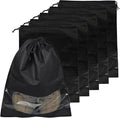 5 Pack Shoe Bags for Travel, Drawstring Bag for Men Women, Shoe Storage, Travel Essentials, Organization Accessories (5, Black)