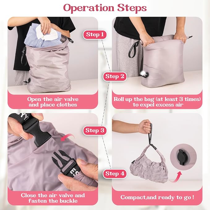 Travel Laundry Bag, Waterproof Compression Bags for Dirty Clothes | Moisture-resistant Vacuum Storage Bag, Space-Saving Laundry Storage Organizer for Cruise, Swimming, Gym
