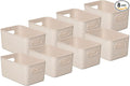 Superio Eco-Friendly Decorative Plastic Basket Open Home Storage Bins Organizer Baskets, Medium (8 Pack) Container Boxes for Organizing Closet Storage Bins for Shelves Drawer Shelf 5 Liter
