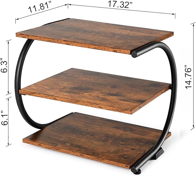 Small Shoe Rack for Entryway,C-Shaped 3-Tier 17” Wide Shoe Storage | Compact Shoe Organizer, Wooden Shelves, Curved Metal Frame, Adjustable Feet, for Front Door Entrance, Closet, Hallway