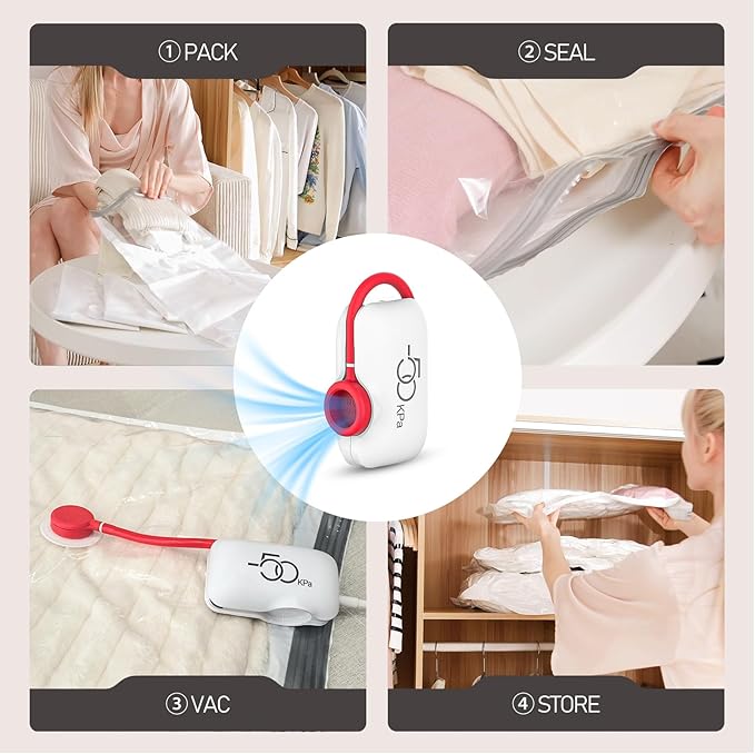 Vacbird 20 Pack Vacuum Storage Bags with Electric Pump - Space-Saving Compression Bags for Travel, Luggage & Suitcase Organization