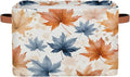 Rectangular Storage Bins Blue Orange Maple Leaves Collapsible Fabric Storage Basket Organizer with Handles for Nursery Bedroom Bathroom