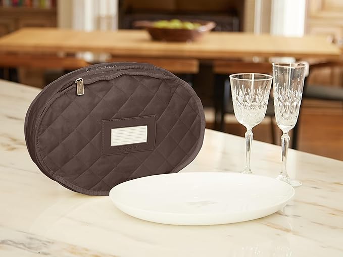 Covermates Keepsakes - Serveware Storage - Padded Protection - ID Window - Stain Resistant - Machine Washable - China Storage, Bronze