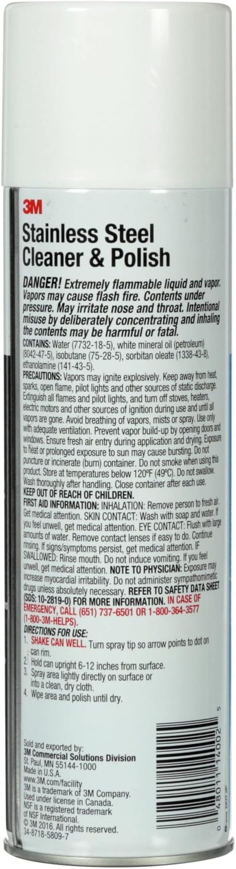 3M™ 14002 Stainless Steel Cleaner And Polish, 21 Oz Bottle, Case Of 12