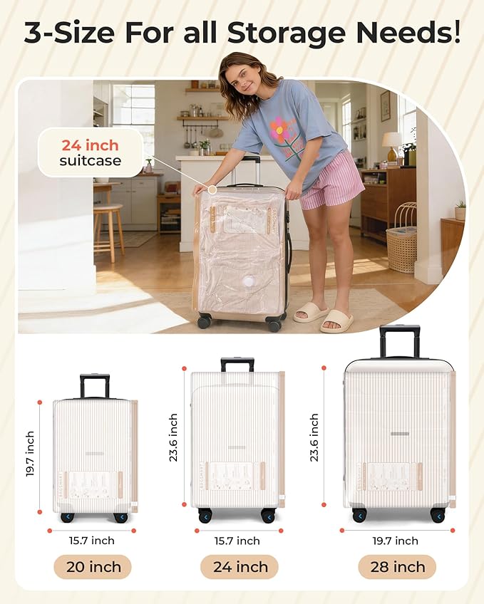 BAGSMART Vacuum Bags for Travel with Rechargeable Air Pump, Portable Space Saver Bags for Travel & Home, Vacuum Compression Seal Bag for Clothing, Blanket, 18 Pack Khaki Brown