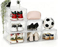 Clear Shoe Storage Boxes,2026 2nd Gen Thickened Hard Plastic Stackable Organizer with Magnetic Door,Folding Shoe Racks for Closet,Large Sneaker Display Cases for Sneakers and Ankle Boots,6 PCS