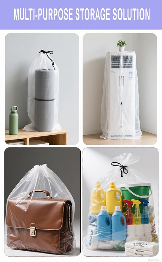 Huge Clear Plastic Bags 59 x 71 Inch Large Storage Bags for Garage, Furniture, Luggage, Home Appliances, Kids Toys, Equipments, Industry or Agriculture Use and More (10 pack)