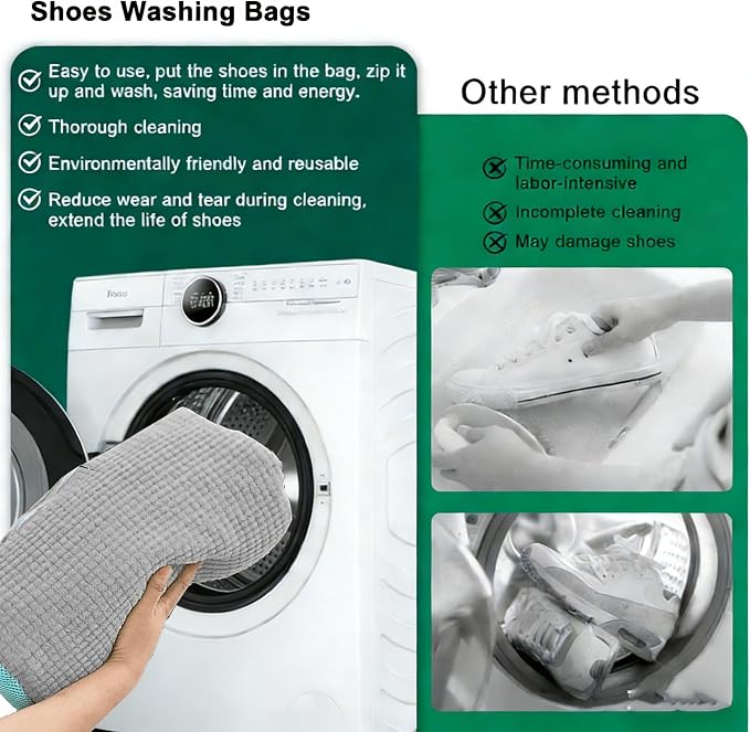 Shoes Washing Machine Bag(2 Pack),Reusable Laundry Bag for Washing Machine,Include 1 Dryer Mesh Bag and 2 Drying Racks,Shoes Bags with Durable Zipper for Sneakers and Canvas Shoes