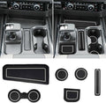 For 6PCS Refreshed Models 2022-2026 Silverado/Sierra 1500 & 2024-2026 Sierra 2500 3500 Console Liners-[3D High-Edge Liquid Silicone] Cup Holder Mats,Full Console w/Bucket Seats ONLY - White