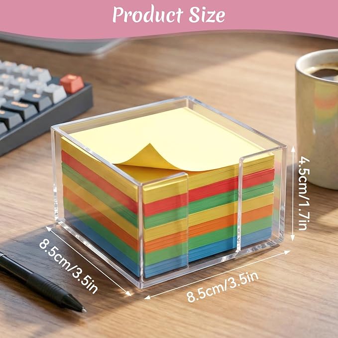 Sticky Note Holder, Clear Acrylic Notepad Holder | Notepad Organizer Notes Dispenser for Desk Office School Aesthetic Supplies Accessories