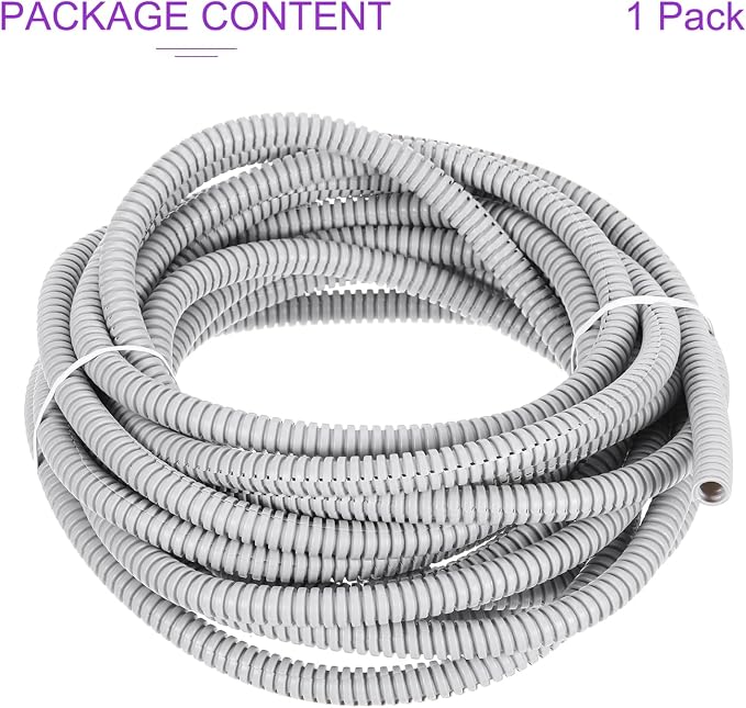DMiotech 20ft Wire Loom Split Tubing 1/4 Inch(6.5 Mm) ID, Cord Protectors from Pet Flexible Conduit Cable Management for Office, Home, Garden, Gray