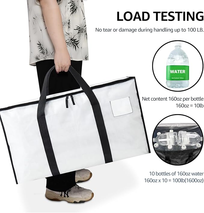 Moving Bags Heavy Duty Extra Large, Moving Boxes, Moving Supplies Essentials, Blue Storage Bins with Lids, Plastic Packing Totes, Storage Bags for Clothes with Handles & Zippers(White, 12 Pack)