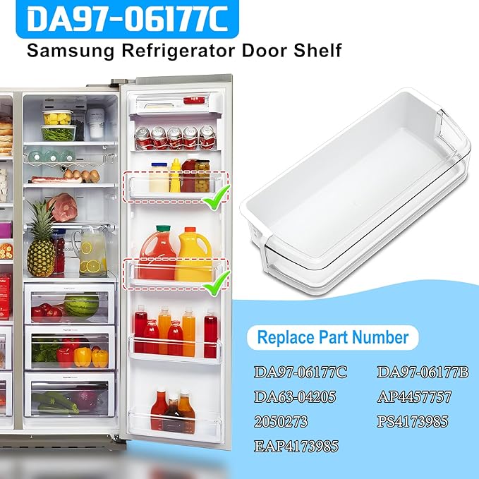 UPGRADED DA97-06177C Refrigerator Door Shelf Bin Compatible with Samsung Refrigerator Door Shelf Replacement RS22HDHPNSR RSG257AABP RSG257AARS Door Shelf DA97-06177B DA63-04205 Door Shelf Bin