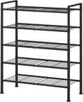 5-Tier Shoe Rack, Metal Storage Shelves for Closet Entryway | Tall Narrow Unit for Small Spaces, Multi-Purpose Organizer for Bedroom Garage, Easy Assembly, Black