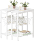 Side Table for Small Spaces, Set of 2 Narrow End Table with Magazine Holder, 2 in 1 Design Slim Side Table, Skinny Nightstand for Living Room Bedroom, Thin Side Magazine Table, White