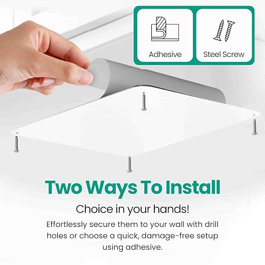 9 inches x 6.5 inches Stainless Steel Plate for Magnets, 3M Adhesive Back, Mounting Screws, Ideal for Magnetic Shelf, Spice Holders, Fridge Magnets. Mount Anywhere! (White, 2 Pack)