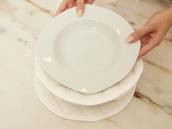 Covermates Keepsakes Quilted Dish Dividers – Set of Padded Plate Protectors for China & Dinnerware Storage, Scratch Protection, Machine Washable, Cream