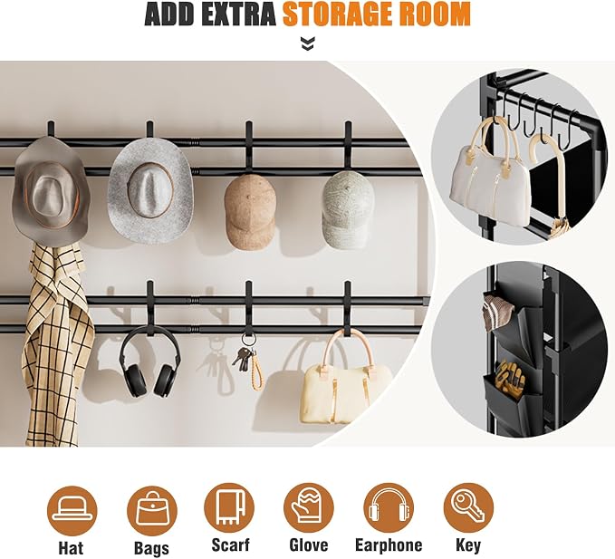 OYREL Shoe Rack 6 Tier Shoes Organizer 24-30 Pairs | Shoe Racks for Closet Front Door Entrance Large Capacity Space Saving Shoe Storage Organizer with Hooks and Side Pocket