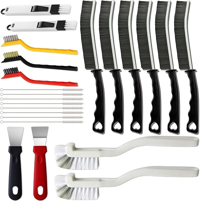 23Pcs Crevice Cleaning Brush Set, Hard Bristle Scrub Brushes Tools for Deep Cleaning Gap, Multifunctional Grout Brush for Tile Lines, Sliding Door, Sill, Shutter, Bottle, Corner, Sink, Teapot