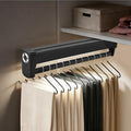 Pull Out Closet Valet Rods with LED Lighting, Slide Out Steel Pants Rack | Adjustable Heavy Duty Trouser Rack, Retractable Pants Hangers Top Mounted with Built-in Lithium Battery (450mm/17.7inch)