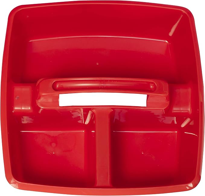 Storex 3-Compartment Small Caddy – Multipurpose Classroom Organizer with Handle, Crimson, 6-Pack (00949A06C)